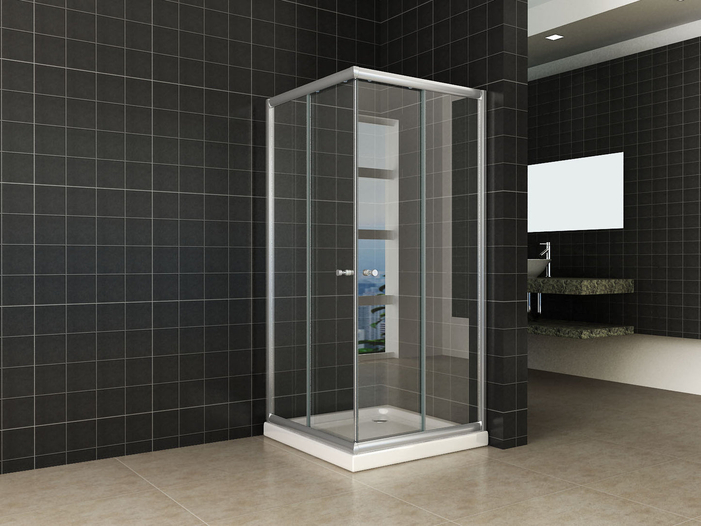 Wiesbaden Eco hoekinstap douchecabine 5mm 900x900x1900 helder glas - WDtegels