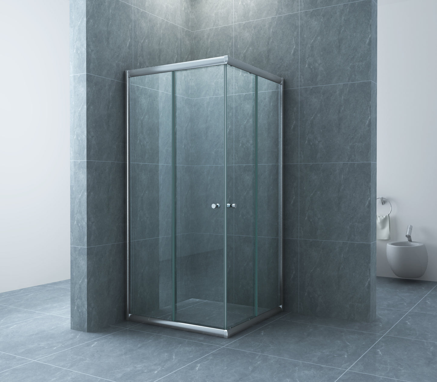 Eco hoekinstap cabine met 2 schuifdeuren 900 x 900 x 1900 x 5 mm nano helder glas/chroom - WDtegels