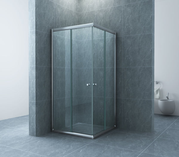 Eco hoekinstap douchecabine | 2 schuifdeuren | 90x90x190cm | 5 mm nano helder glas/chroom