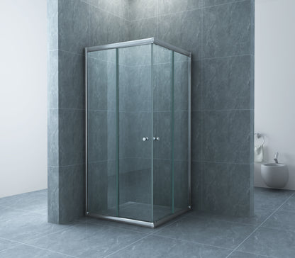 Eco hoekinstap cabine met 2 schuifdeuren 1000 x 1000 x 1900 x 5 mm nano helder glas/chroom - WDtegels