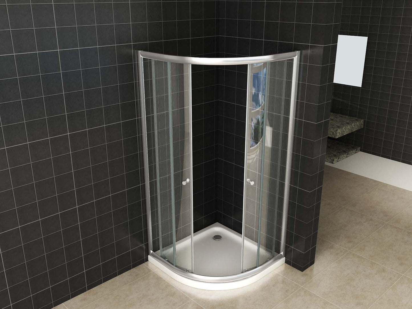 Wiesbaden Eco 1/4 ronde douchecabine 5mm 800x800x1900 helder glas - WDtegels