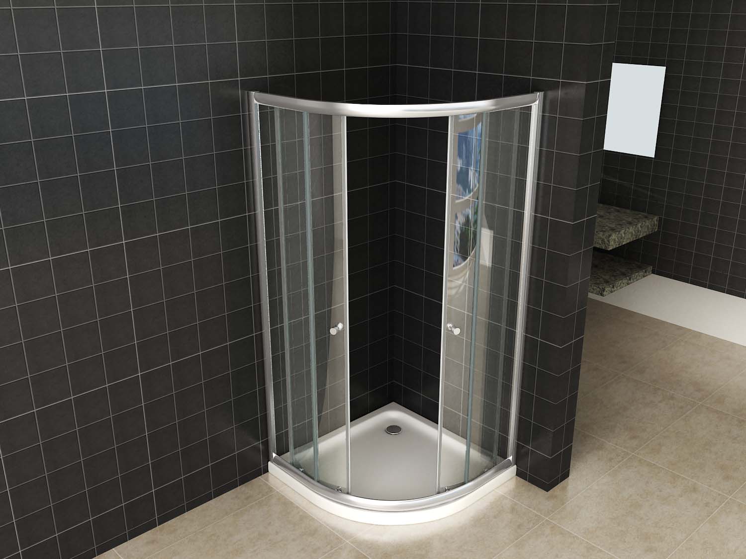 Wiesbaden Eco 1/4 ronde douchecabine 5mm 800x800x1900 helder glas - WDtegels