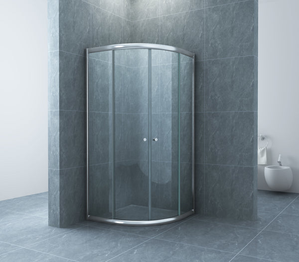 Eco kwartronde douchecabine | 2 schuifdeuren | 90x90x190cm | 5 mm nano helder glas/chroom