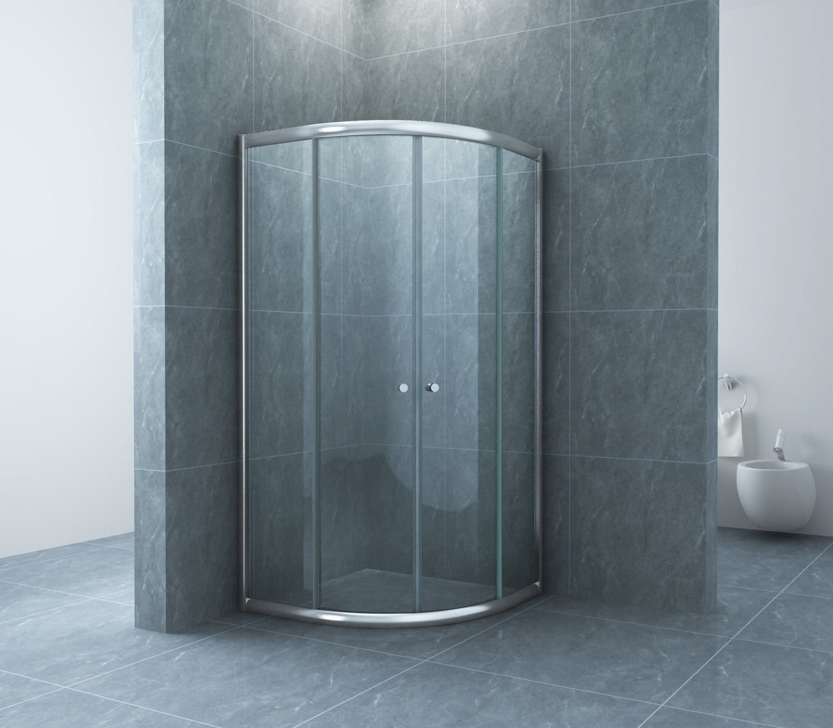 Eco douchecabine kwartrond met 2 schuifdeuren 100x100x190cm 5mm Nano helder glas Chroom
