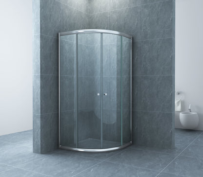 Eco douchecabine kwartrond met 2 schuifdeuren 100x100x190cm 5mm Nano helder glas Chroom