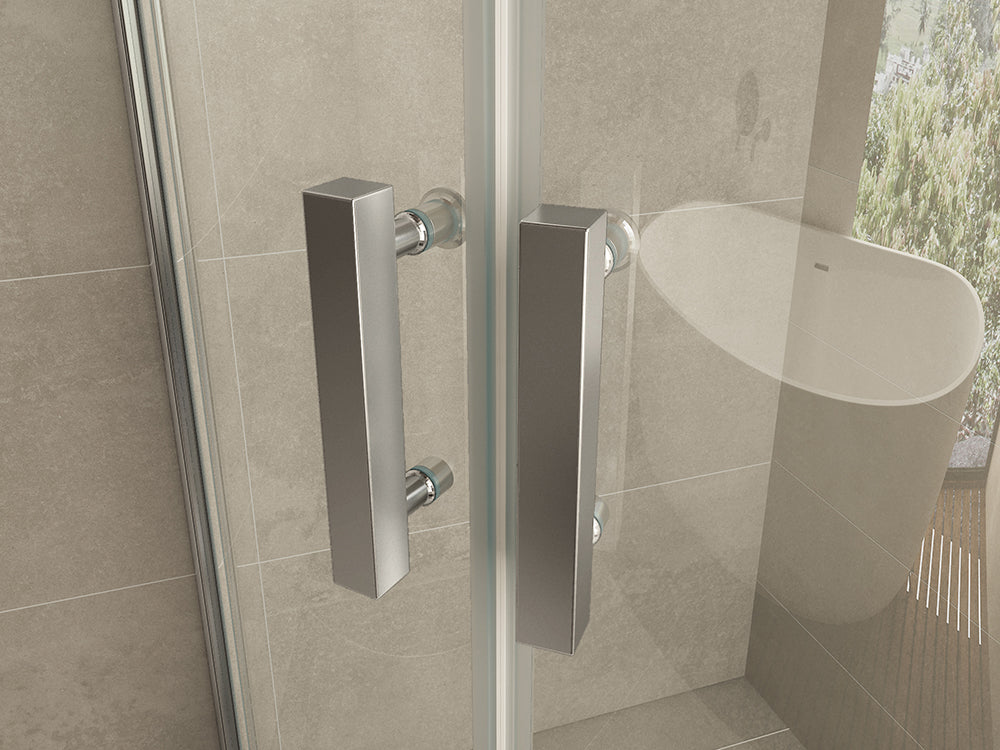 Double douchecabine kwartrond met 2 draaideuren 100x100x200cm 8mm Nano helder glas Chroom - sfeerbeeld