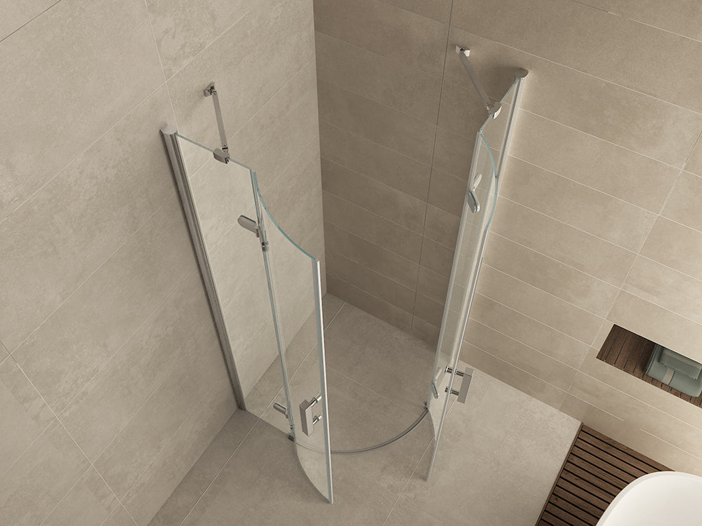 Double douchecabine kwartrond met 2 draaideuren 100x100x200cm 8mm Nano helder glas Chroom - productfoto
