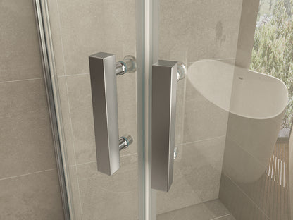Double douchecabine kwartrond met 2 draaideuren 90x90x200cm 8mm Nano helder glas Chroom - sfeerbeeld