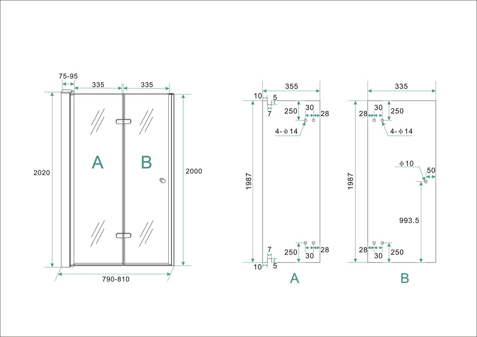 Wiesbaden vouwbare nisdeur 80x202 cm links 8 mm NANO glas - WDtegels