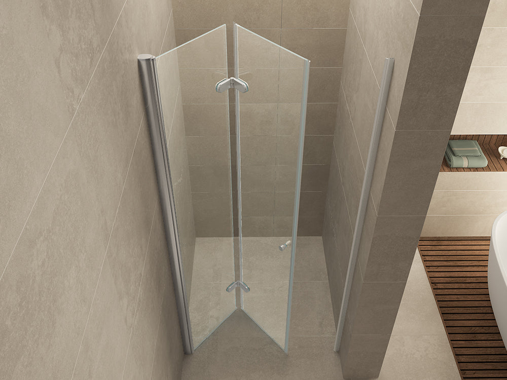 Maki nisdeur vouwbaar links 800 x 2000 x 8 mm nano helder glas/chroom - WDtegels