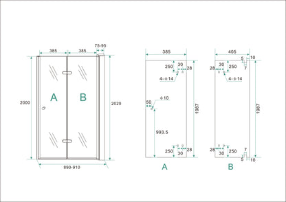 Wiesbaden vouwbare nisdeur 90x202 cm - WDtegels