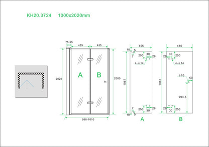 Wiesbaden vouwbare nisdeur 100x202 cm - WDtegels