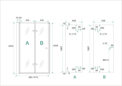 Wiesbaden vouwbare nisdeur 100x202 cm - WDtegels