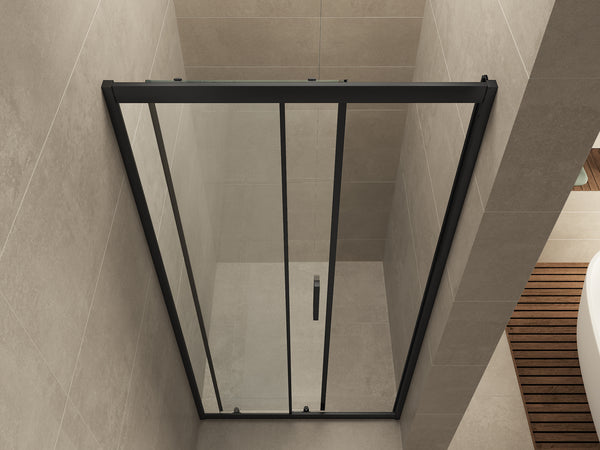 Skyline nis schuifdeur | 100x200x0.8cm | Nano helder glas/mat zwart