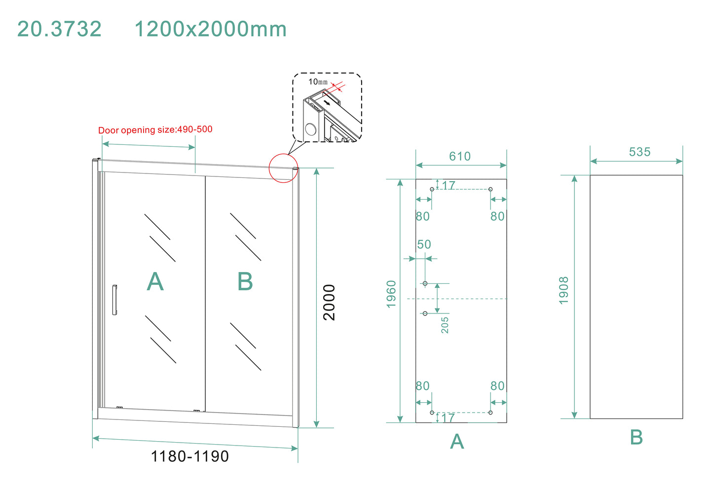 Skyline nis schuifdeur | 120x200x0.8cm | Nano helder glas/mat zwart - WDtegels