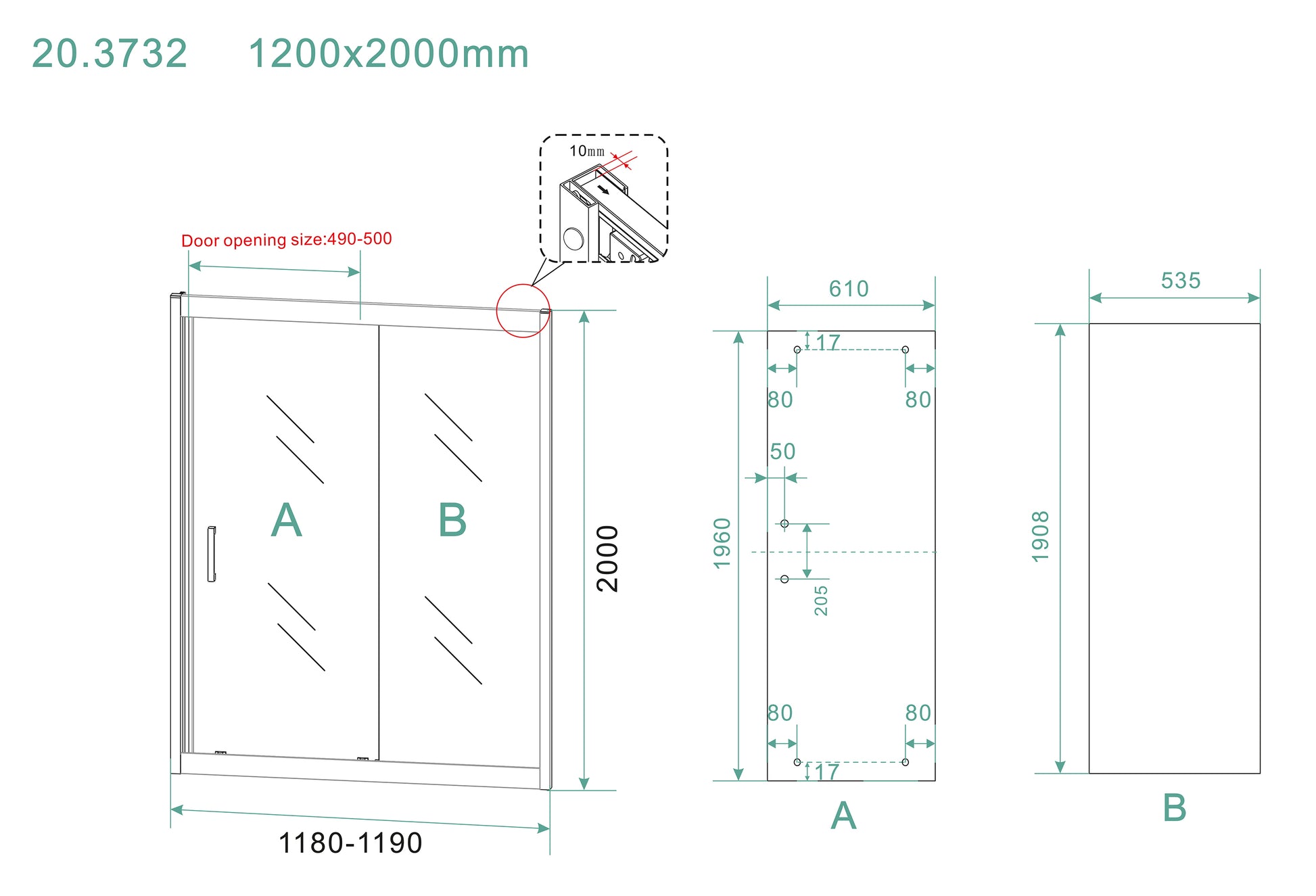 Skyline nis schuifdeur | 120x200x0.8cm | Nano helder glas/mat zwart - WDtegels