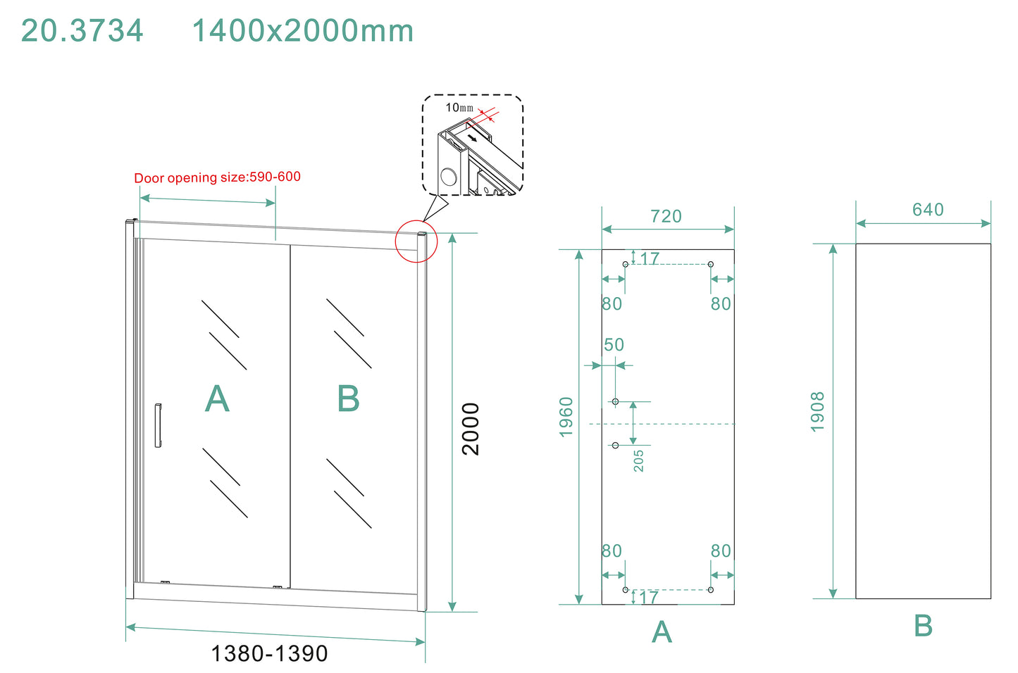 Skyline nis schuifdeur | 140x200x0.8cm | Nano helder glas/mat zwart - WDtegels