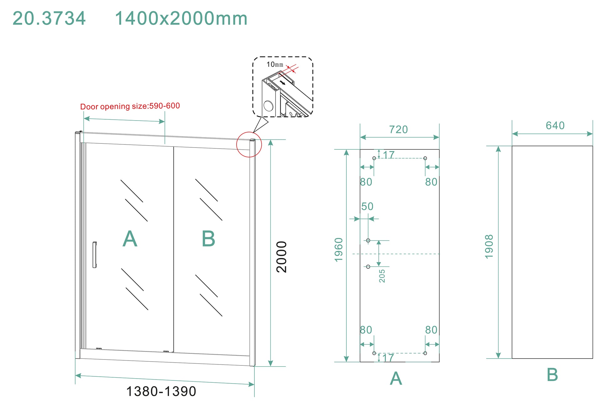 Skyline nis schuifdeur | 140x200x0.8cm | Nano helder glas/mat zwart - WDtegels