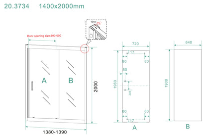 Skyline nis schuifdeur | 140x200x0.8cm | Nano helder glas/mat zwart - WDtegels