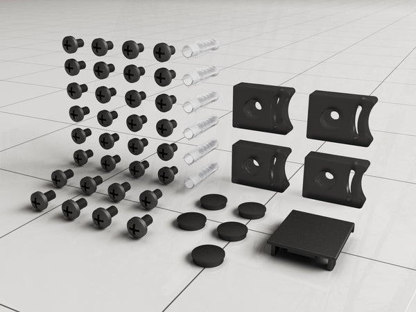 Juego de tornillos, tapa y tope de puerta para puerta corrediza de nicho Skyline