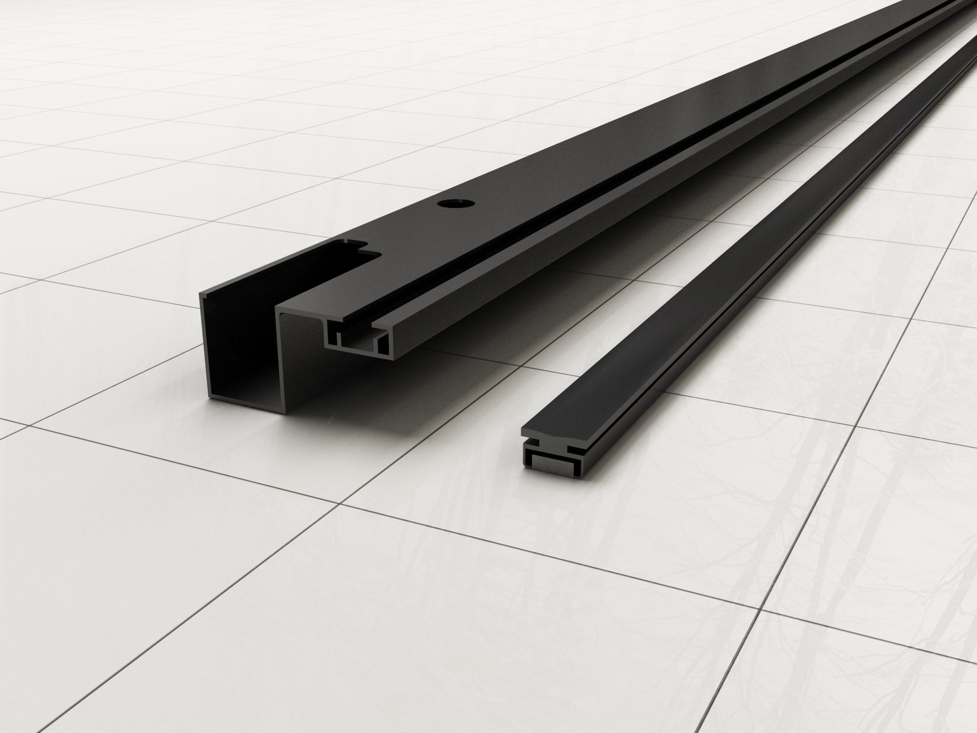 Skyline muurprofiel met magneetstrip voor nisdeur mat zwart - WDtegels
