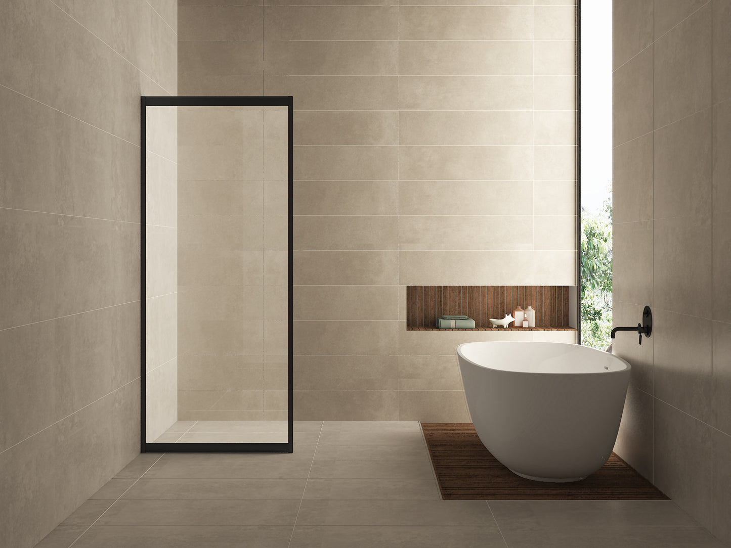 Skyline zijwand voor nis schuifdeur 800 x 2000 x 8 mm nano helder glas/mat zwart - WDtegels