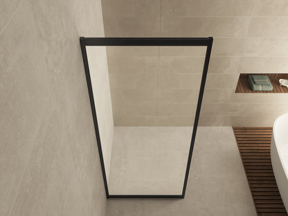 Skyline zijwand voor nis schuifdeur 800 x 2000 x 8 mm nano helder glas/mat zwart - WDtegels