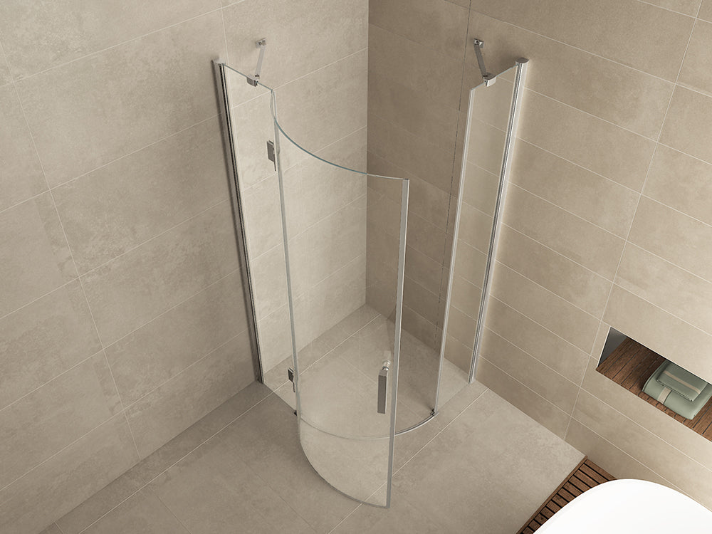 Curf douchecabine kwartrond met 1 draaideur links 90x90x200cm 8mm helder glas Chroom - sfeerbeeld