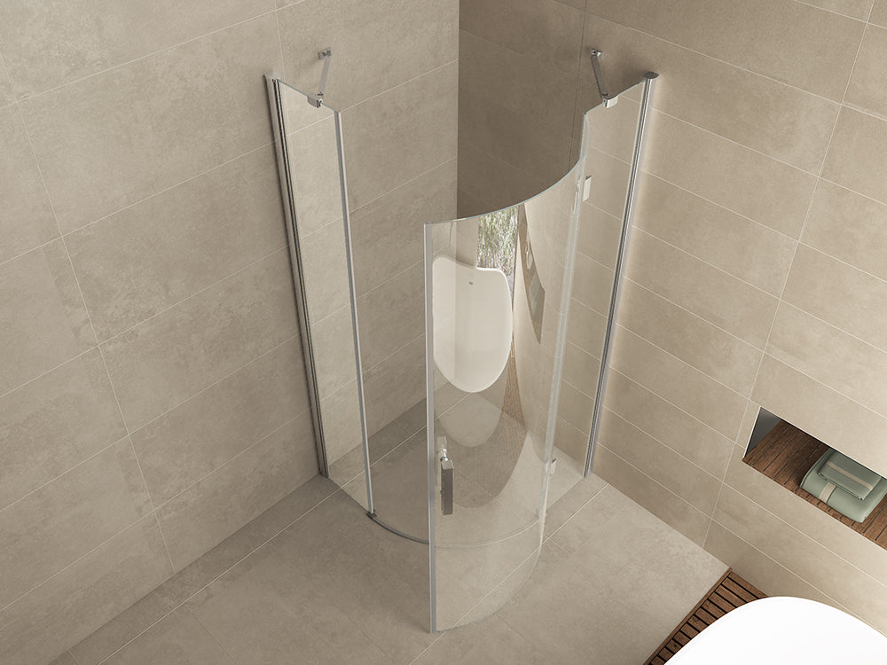 Curf douchecabine kwartrond met 1 draaideur rechts 90x90x200cm 8mm helder glas Chroom - sfeerbeeld