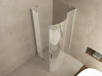 Curf douchecabine kwartrond met 1 draaideur rechts 90x90x200cm 8mm helder glas Chroom - sfeerbeeld