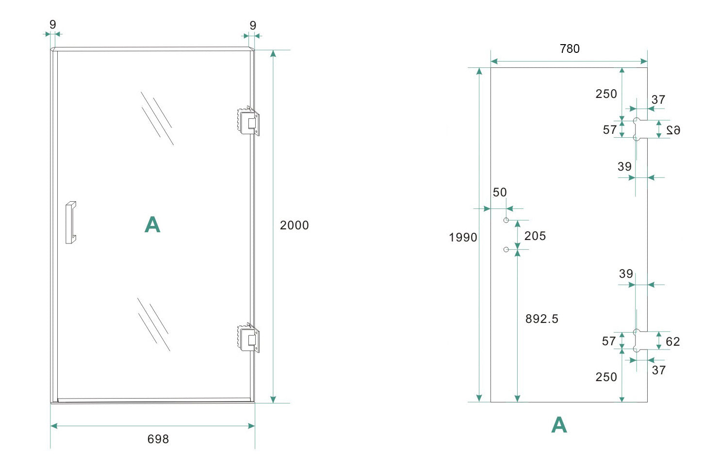 Less glas voor nisdeur rechts | 80x200x0.8cm | Nano spiegelrook- naar helder glas - WDtegels