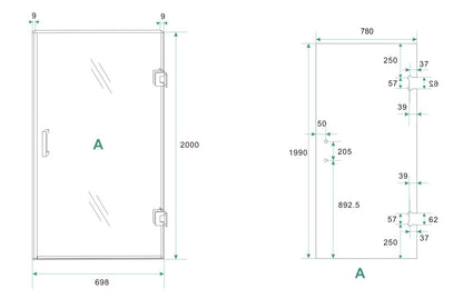Less glas voor nisdeur rechts | 80x200x0.8cm | Nano spiegelrook- naar helder glas - WDtegels