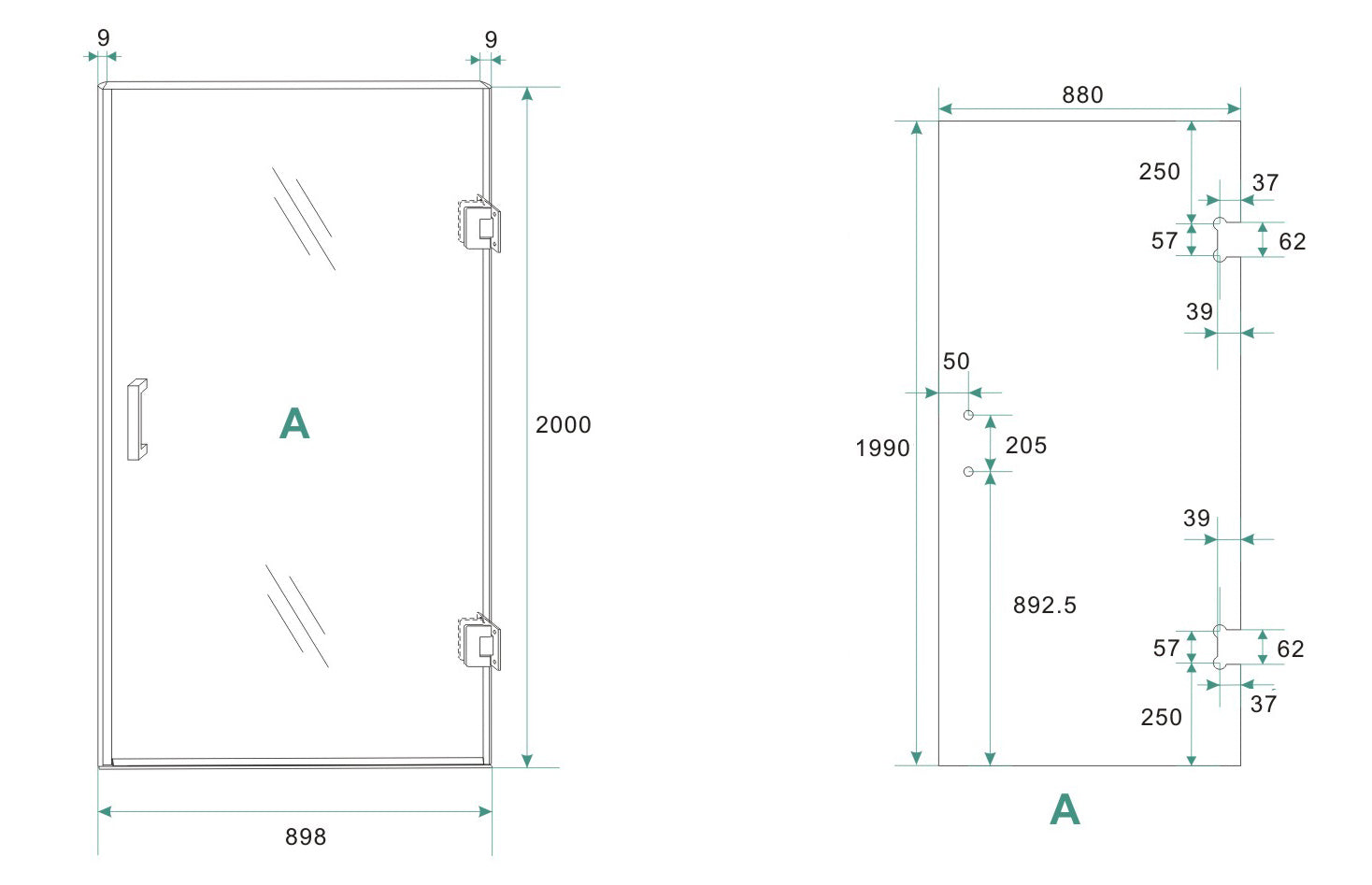Less glas voor nisdeur rechts | 90x200x0.8cm | Nano spiegelrook- naar helder glas - WDtegels