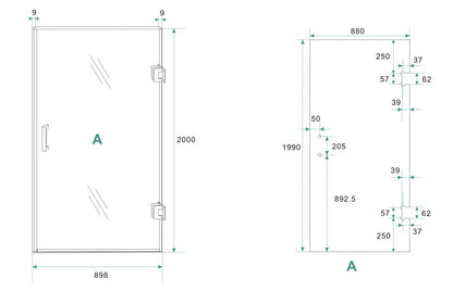 Less glas voor nisdeur rechts | 90x200x0.8cm | Nano spiegelrook- naar helder glas - WDtegels