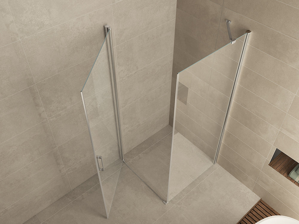 Salone douchecabine met 1 draaideur 90x90x200cm 8mm Nano helder glas Chroom - productfoto