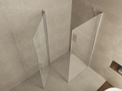Salone douchecabine met 1 draaideur 100x100x200cm 8mm Nano helder glas Chroom - productfoto