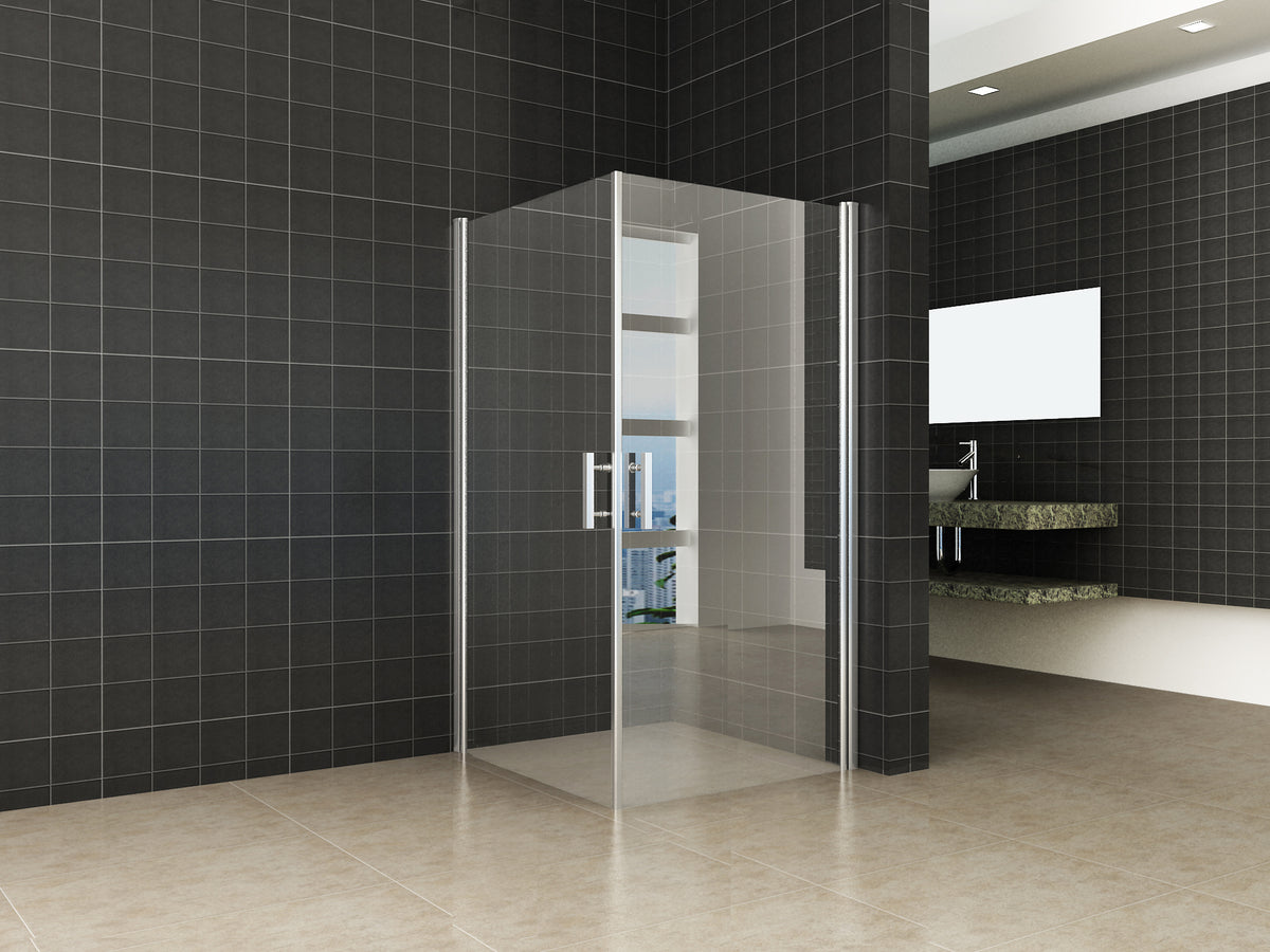 Salone douchecabine met 2 draaideuren 100x100x200cm 8mm Nano helder glas Chroom - detailfoto