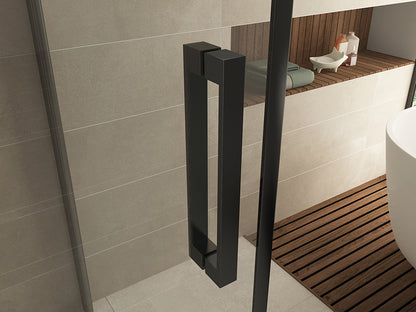 Salone douchecabine met 1 draaideur 90x90x200cm 8mm Nano helder glas Mat zwart - sfeerbeeld