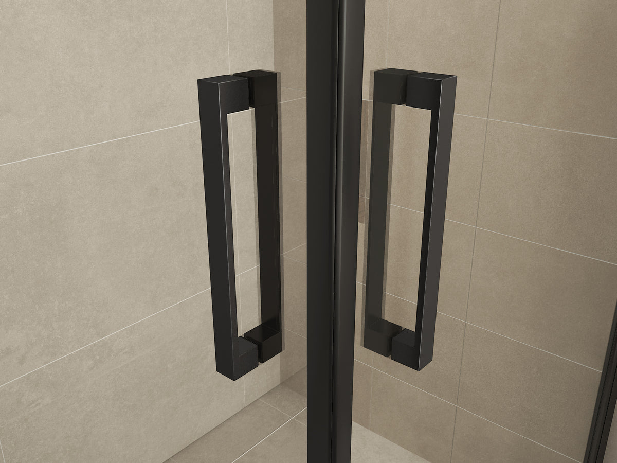 Salone douchecabine met 2 draaideuren 90x90x200cm 8mm Nano helder glas Mat zwart - detailfoto