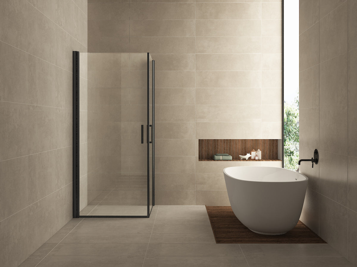 Salone douchecabine met 2 draaideuren 90x90x200cm 8mm Nano helder glas Mat zwart
