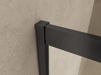 Skyline douchecabine hoekinstap met 2 schuifdeuren 80x80x200cm 8mm Nano helder glas Mat zwart - sfeerbeeld