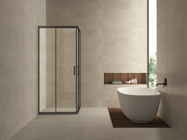 Skyline douchecabine hoekinstap met 2 schuifdeuren | 80x80x200cm | 8mm Nano helder glas | Mat zwart
