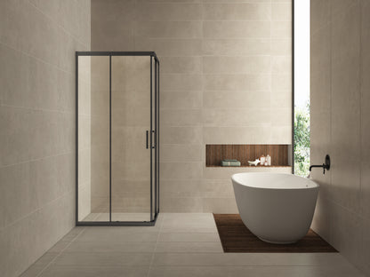 Skyline douchecabine hoekinstap met 2 schuifdeuren 100x100x200cm 8mm Nano helder glas Mat zwart