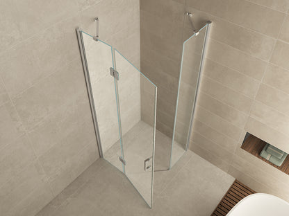 Pento cabine met 1 draaideur 900 x 900 x 2000 x 8 mm nano helder glas/chroom - WDtegels