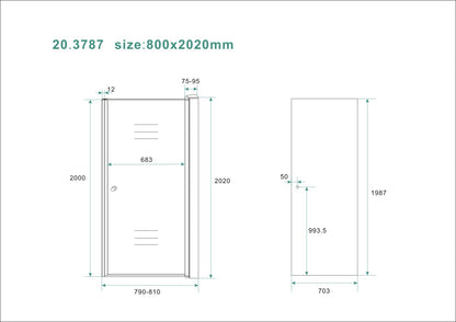Wiesbaden nisdeur met profiel 80x202 cm 8 mm NANO rookglas - WDtegels