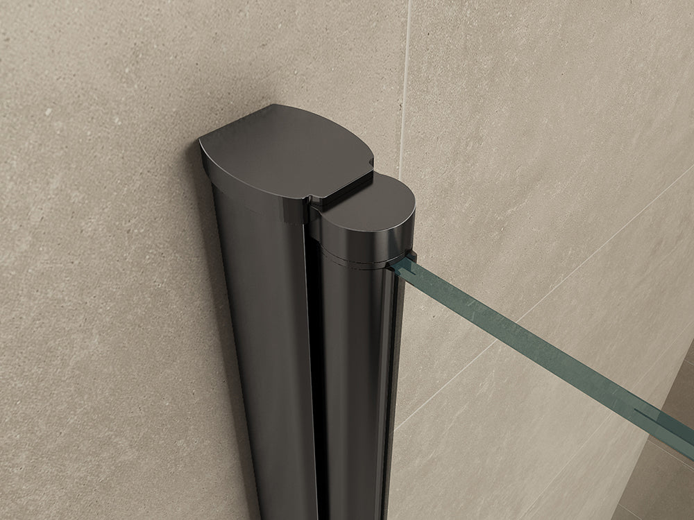 Salone cabine met 1 draaideur 900 x 900 x 2000 x 8 mm nano helder glas/mat zwart - WDtegels