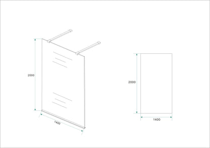Wiesbaden inloopdouche vrijstaand 140x200 cm - 8mm NANO glas - WDtegels