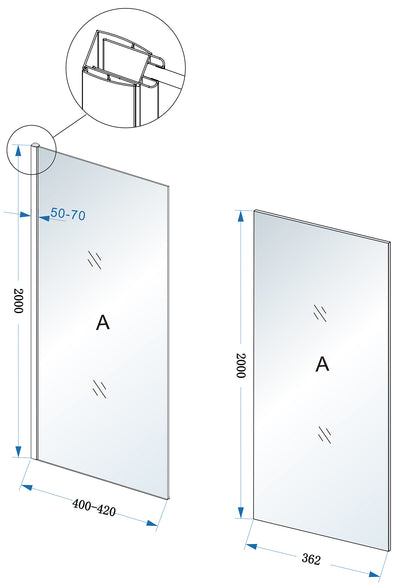 Comfort zijwand met muurprofiel 40x200cm | 10 mm nano helder | Glas/chroom - WDtegels
