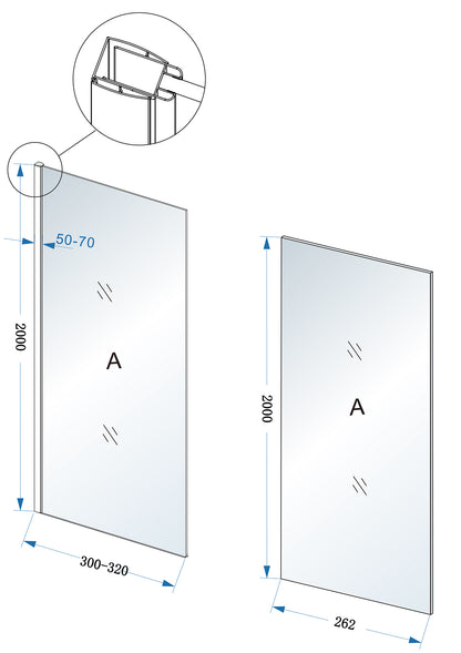 Comfort zijwand met muurprofiel | 30x200cm | 10 mm nano helder | Glas/chroom - WDtegels