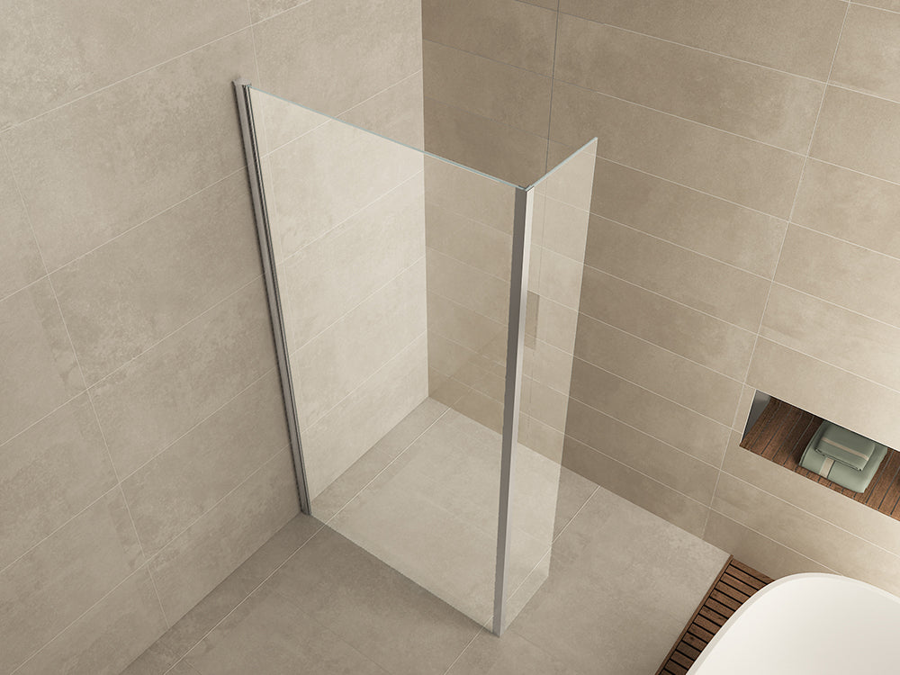 Comfort zijwand met hoekprofiel 300 x 20000 x 10 mm nano helder glas/chroom - WDtegels